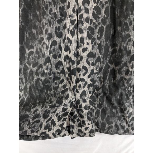The Limited Animal Print Bodycon Dress 8 Black Fitter Mini Front Slit 3/4 Sleeve - Picture 4 of 12